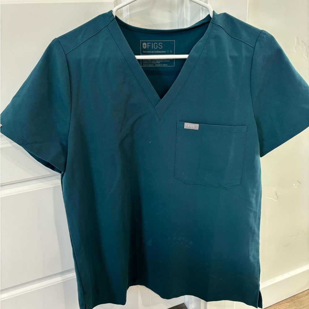 Figs Catarina Scrub Top - Caribbean Blue